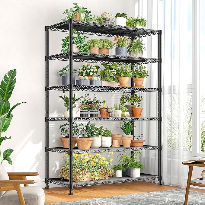 REIBII 75" H Metal Shelving 6 Tier Storage Shelf Adjustable Kitchen Shelf Wire - Image 9