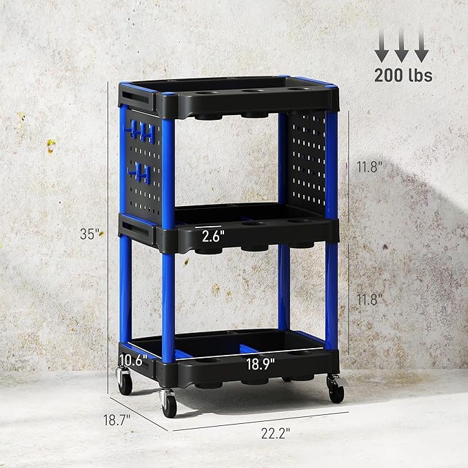 HOMCOM 3-Tier Rolling Tool Cart - Image 7
