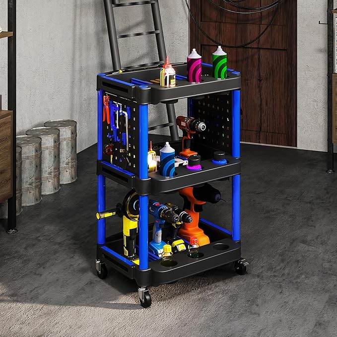 HOMCOM 3-Tier Rolling Tool Cart - Image 8