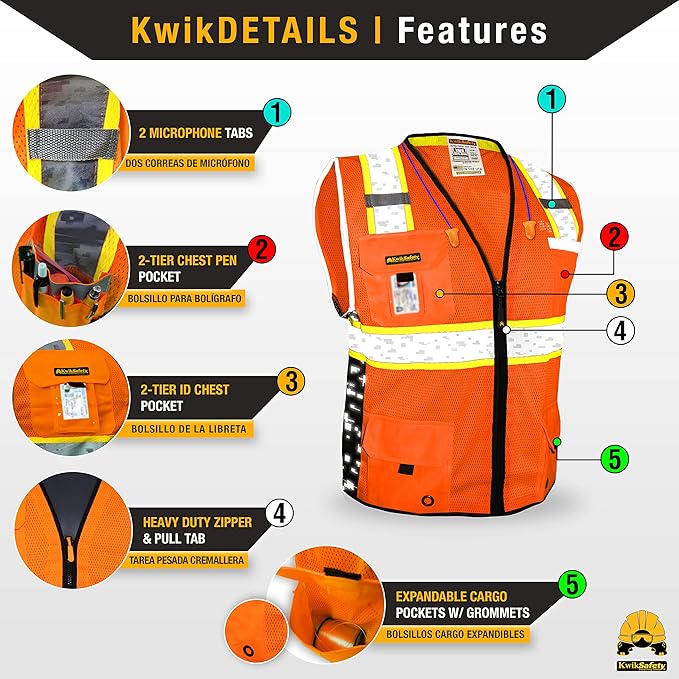 KwikSafety - BIG KAHUNA DIGITAL Safety Vest Class 2 ANSI OSHA Reflective Vest - Image 4