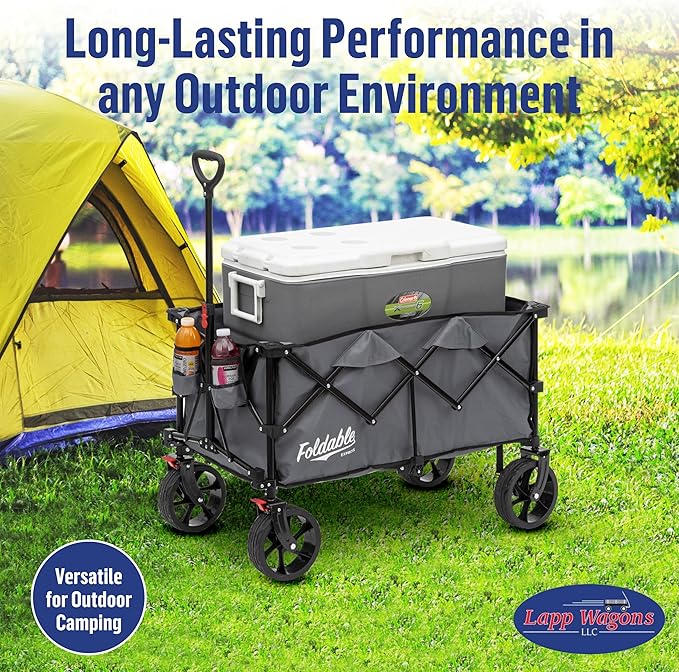 Lapp Wagons 39" Extra-Long Collapsible Folding Wagon Cart, Heavy-Duty 360 lb - Image 4