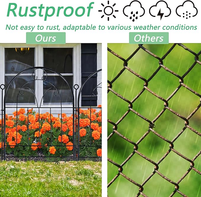 Garden Fence, 11ft X 21in 10 Pack Rustproof Metal No Dig Fence Panels, Garden - Image 5