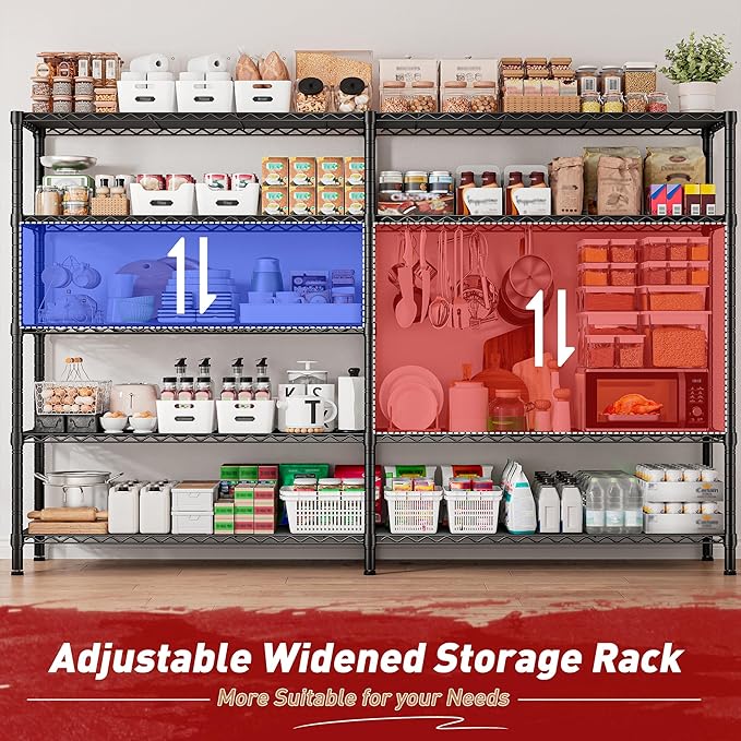 REIBII 73''W Storage Shelves Load 1650 LBS Metal Shelving 5-Tier Adjustable - Image 8
