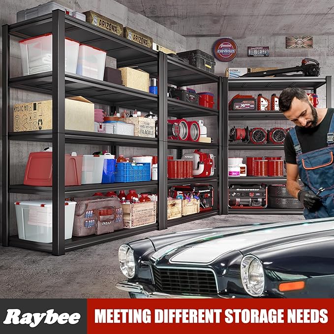 Raybee Garage Shelving 2000LBS Storage Shelves Adjustable Metal Shelves 5 Tier - Image 6