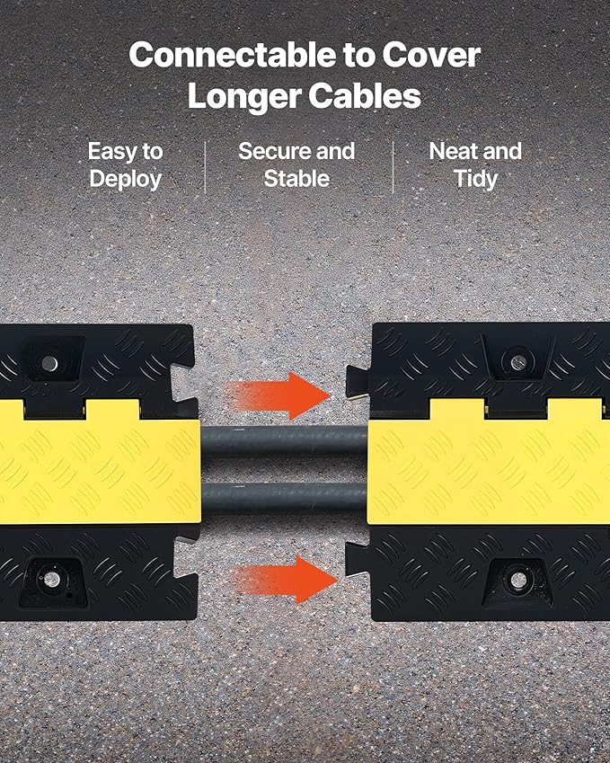 VEVOR 3 PCs Rubber Cable Protector Ramp, 2 Channel Heavy Duty TPU Floor Cord - Image 6