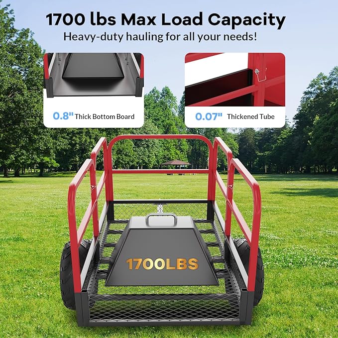 GAOMON Heavy Duty Utility Cart Cargo Trailer, 1700 Lbs 15 Cubic Feet, Yard - Image 5