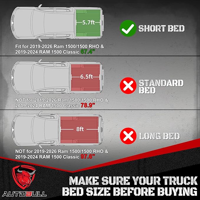 Truck Bed Mat Bed Liner Fit for Ram 1500/1500 RHO 2019-2026 & RAM 1500 Classic - Image 2