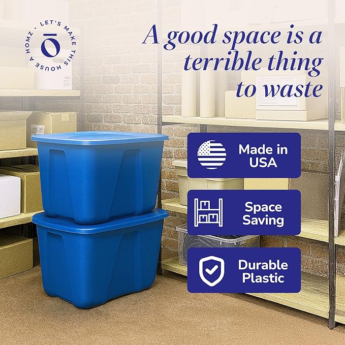 HOMZ 2-Pack Durable Molded Bin, Plastic Storage Containers - Image 5