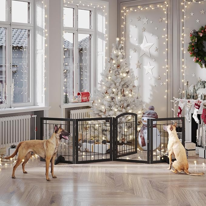Vantas Folding Pet Gate 96" Wide, Freestanding Wire Pet Gate, Pet Puppy Safety - Image 3