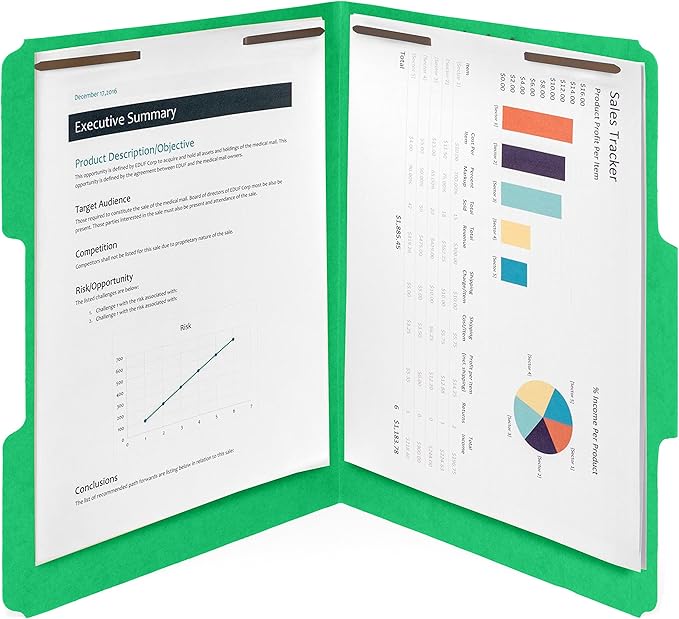 50 Green Fastener File Folders - Image 5