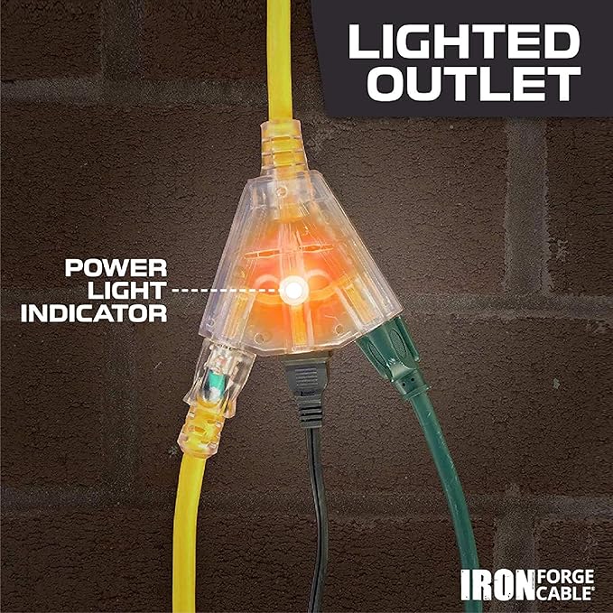Iron Forge Cable 50ft Yellow Outdoor Extension Cord - Image 3