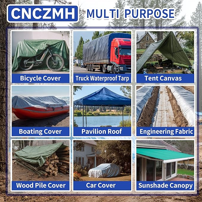 Tarp Waterproof 12x16 Feet, 8 Mil Thick Finished Size Silver/Blue Poly - Image 5
