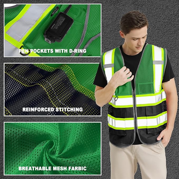 BeautyWill Custom Logo Safety Vest Class 2 High Visibility Reflective Vest - Image 2