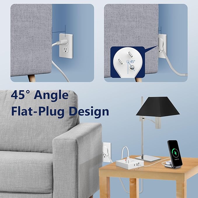 LIDER Outlet Extender with 6 Receptacles, USB-A and 2 USB-C, Ultra-Thin - Image 6