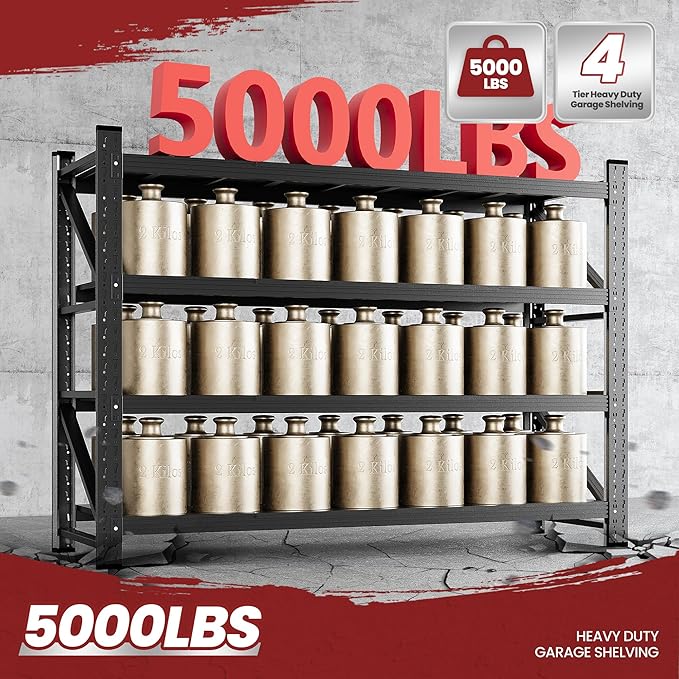 60" Wide Storage Shelves, 5000LBS Garage Shelving Heavy Duty, Standing Shelf - Image 6