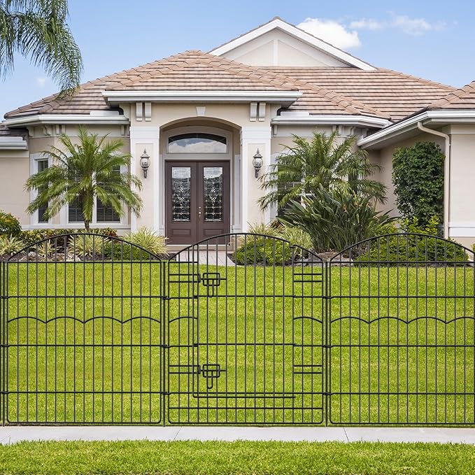 Decorative Garden Fence 6 Panels 13.4 ft×32in Metal Garden Fences by FIRSTNESS