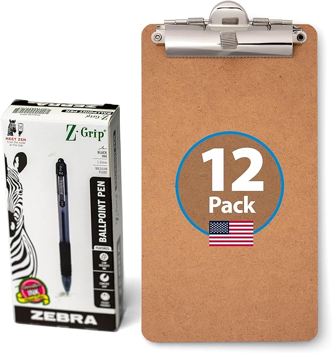 Officemate 5" x 9" Clipboard for Receipts, Low Profile Metal Clip & Pen Holder by Officemate