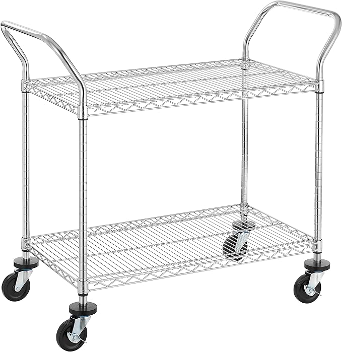 Finnhomy 2-Tier Commercial Grade Rolling Cart, Heavy Duty Utility Cart by Finnhomy