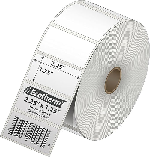2.25" x 1.25" Thermal Labels | 6 Rolls | 12600 Labels | fits Zebra, Offnova - Image 2