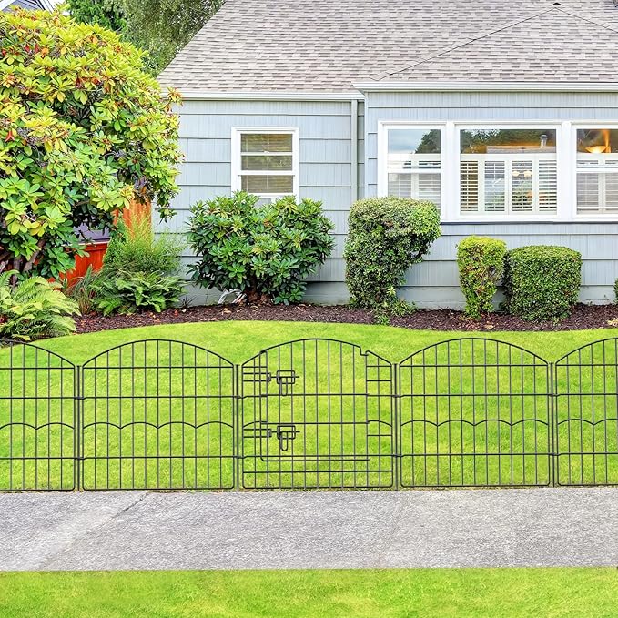 Decorative Garden Fence 12 Panels 24ft×24in Metal Garden Fences by FIRSTNESS