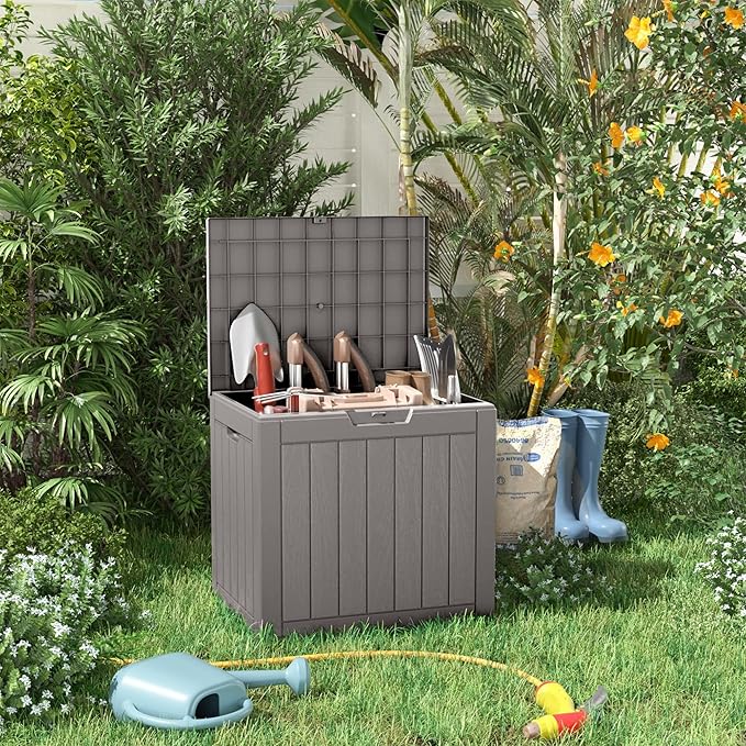 31 Gallon Resin Deck Box, Lockable Patio Outdoor Storage Box - Image 5