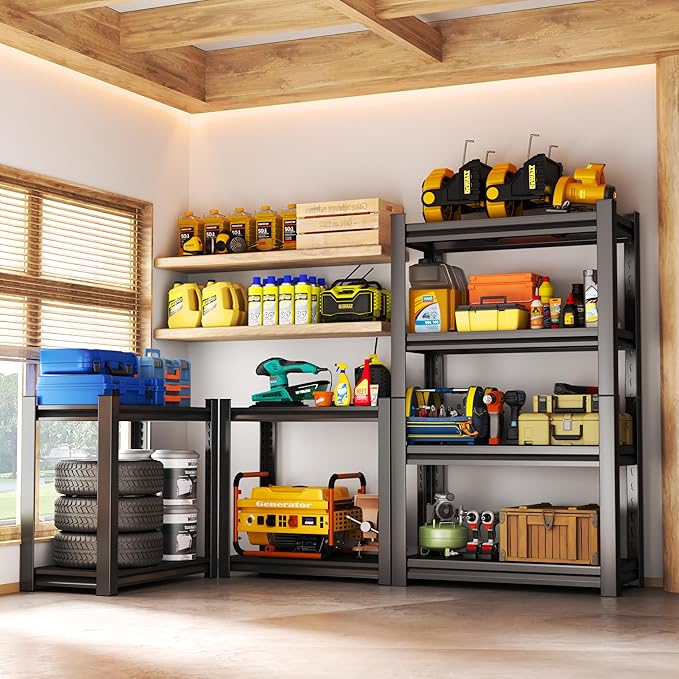 Storage Shelves, Garage Metal Shelving Unit, Adjustable, Double-Layer Column - Image 5