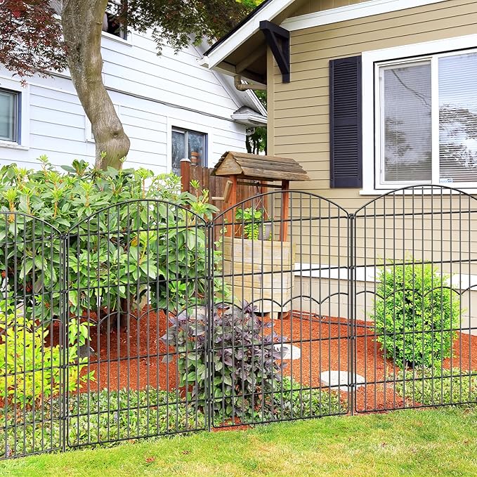 Decorative Garden Fence 6 Panels 14.8 ft×38in Metal Garden Fences, No Dig by FIRSTNESS