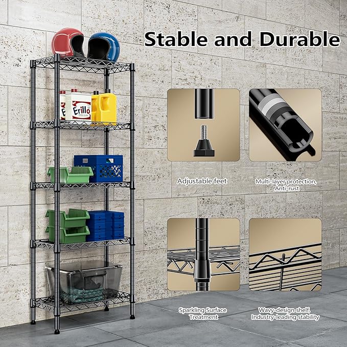 450 lbs Storage Shelves 5 Tier Shelving Units - Image 6