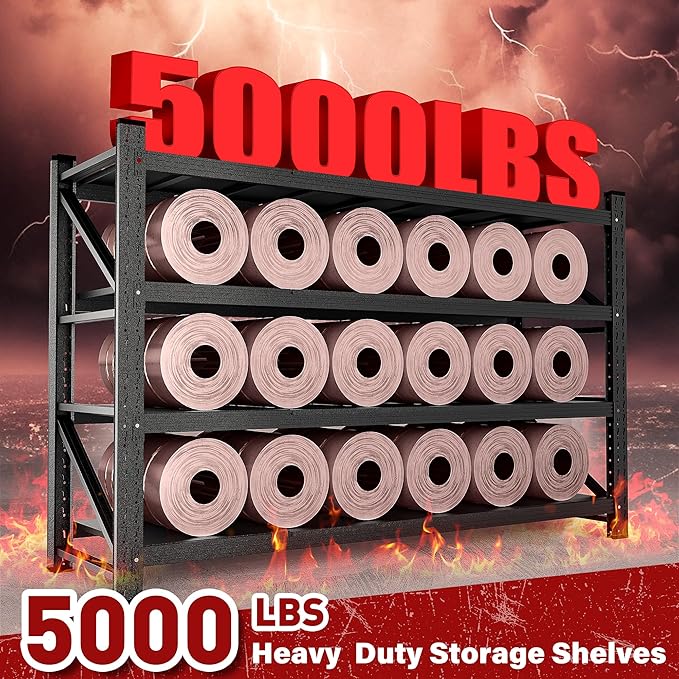 5000LBS Heavy Duty Garage Shelving Units, Metal Garage Shelves, Large Storage - Image 3
