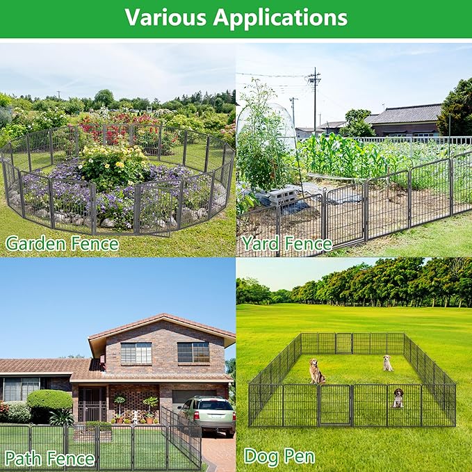 Decorative Garden Fence with Gate, 32 in x 43 ft Rustproof Metal Fence Panels - Image 8