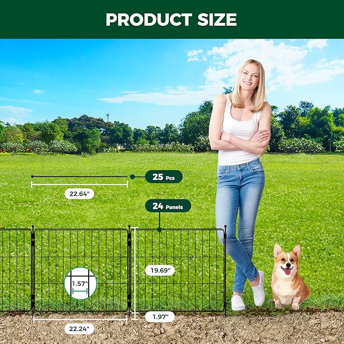FXW Decorative Garden Fence for Yard - 20in x 44.4ft 24 Panels - Metal Fencing - Image 3