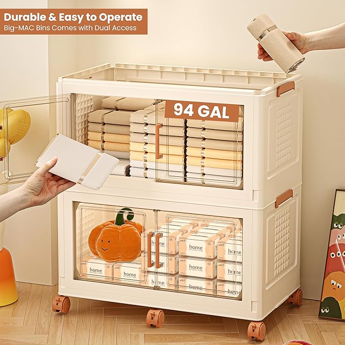 FINCHESCLUB 376QT Large Stackable Storage Bins - Image 4