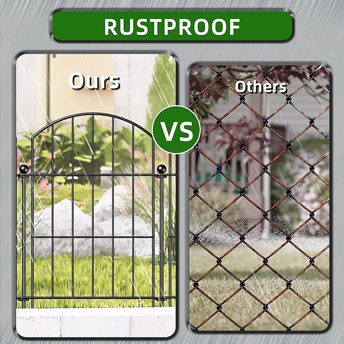 Metal Garden Fence 17in x 10ft, 10 Panels + 11 Stakes Dog Fence Border Fence - Image 4