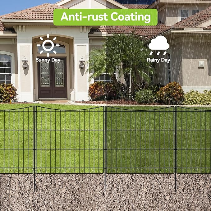 INJOPEXI Decorative Garden Fence 6 Panels 11.8ft×24in Garden Fences - Image 4