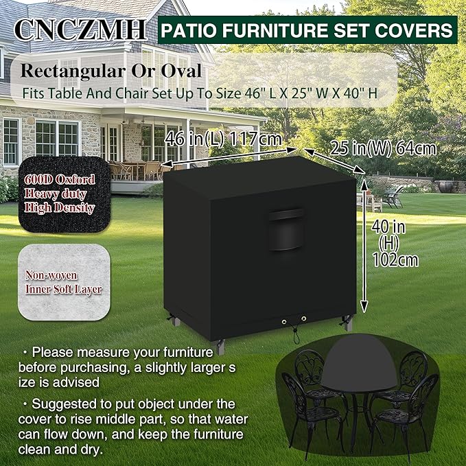 Heavy Duty Patio Furniture Covers Waterproof, 600D Outdoor Furniture Cover - Image 2