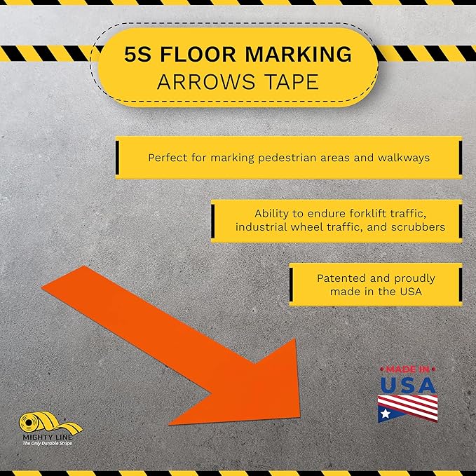 Mighty Line Solid Arrows Directional Sticker Sign Floor Marking Tape - Image 2