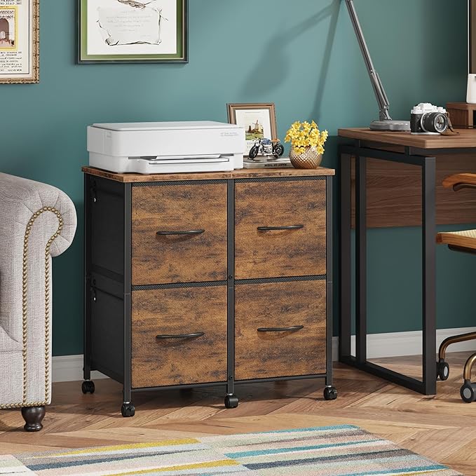 4 Drawer Lateral File Cabinet, Mobile Filing Cabinet - Image 2