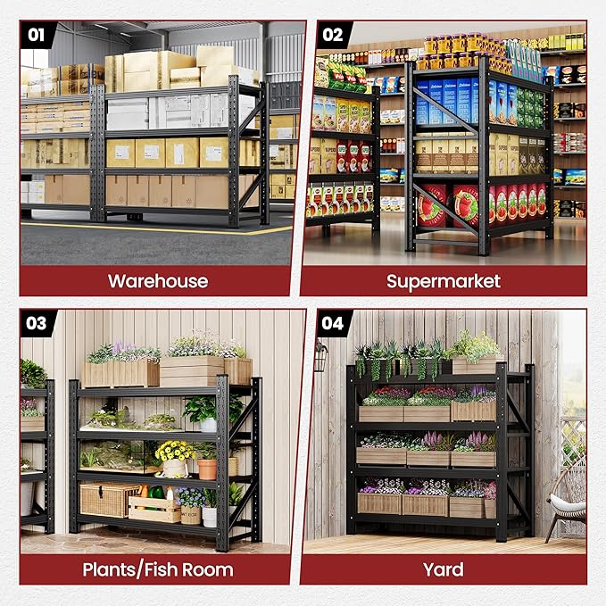 40" Wide Storage Shelves, 2000LBS Garage Shelving Heavy Duty, Standing Shelf - Image 8