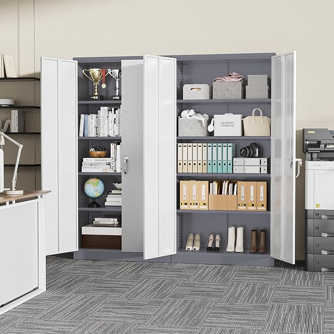 Crownland 72" Metal Storage Cabinet, Lockable Garage Cabinets, High Office - Image 2