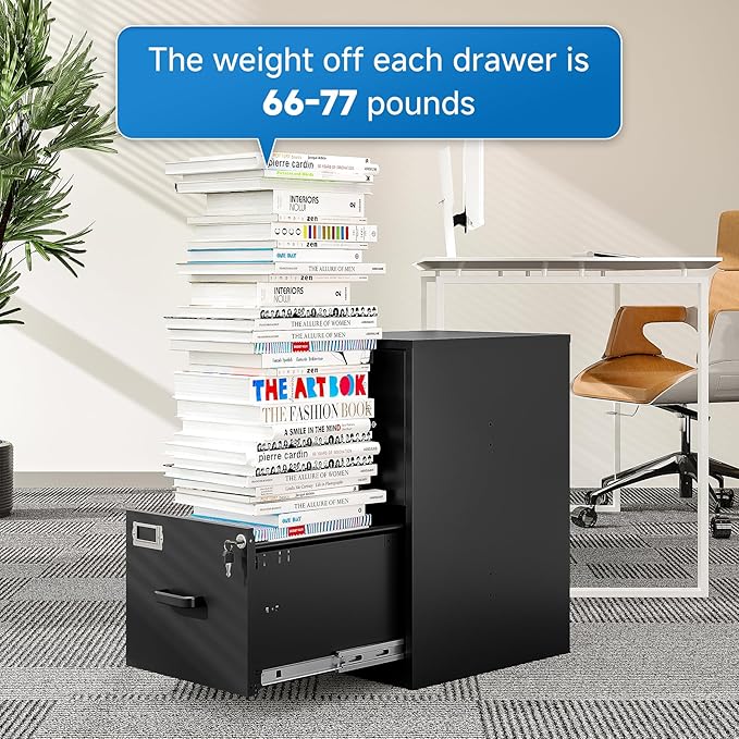 2 Drawer File Cabinet with Lock Vertical Filing Storage Cabinet Office Home - Image 6
