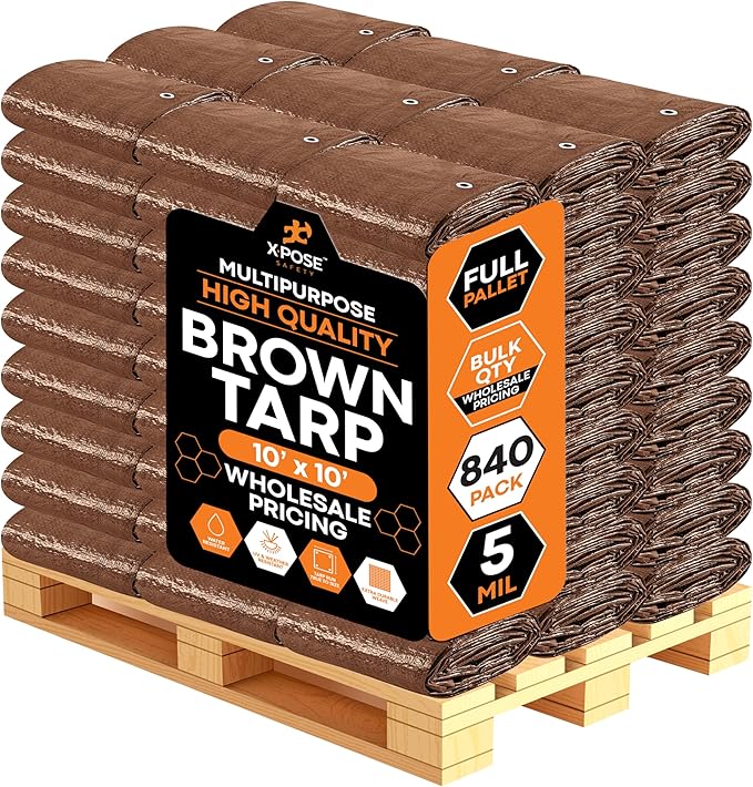 Multipurpose Protective Cover Brown Poly Tarp 10' x 10' by XposeSafety