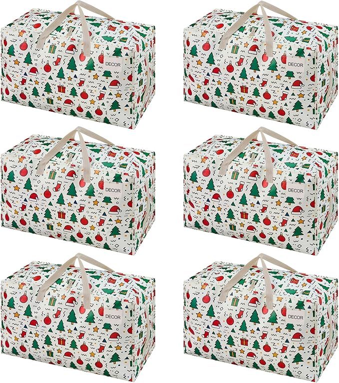 VENO 6 Pack Moving Bags and Large Christmas Decoration Storage Bins by Veno
