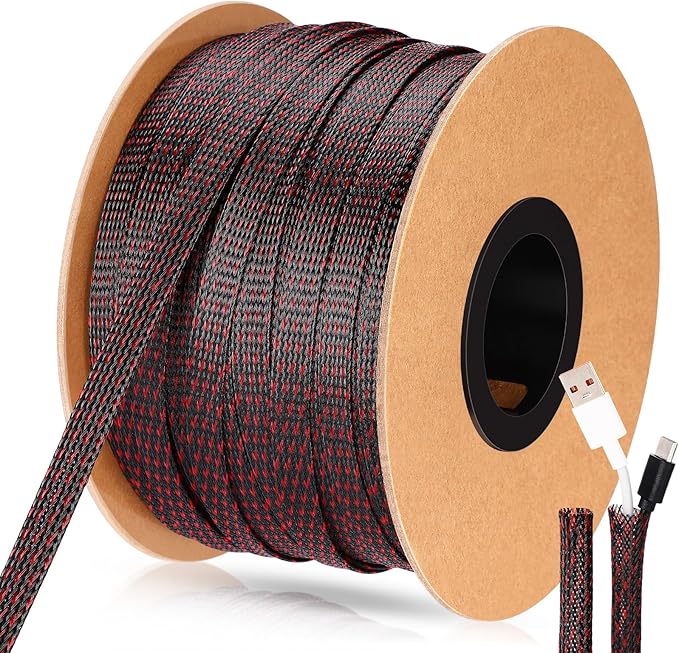 Pangda 1.5inchx50ft Wire Loom Pet Expandable Braided Sleeving Braided Sleeve by Pangda
