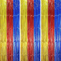 3 Pack 3.3 x 8.2 ft Blue Red Gold Foil Fringe Backdrop Curtains, Tinsel by Voircoloria