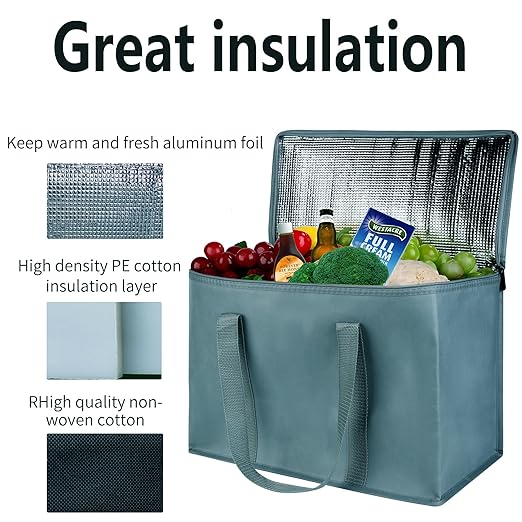 2Pk Insulated Reusable Grocery Bags, Collapsible Cooler Bag - Image 3