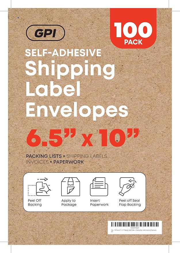 2000 Count 6.5" x 10" Shipping Label Envelopes, Top Loading - Image 2