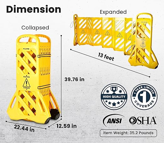 Alpine Commercial Safety Barriers, 13 Foot Expandable Mobile Barricade System - Image 4
