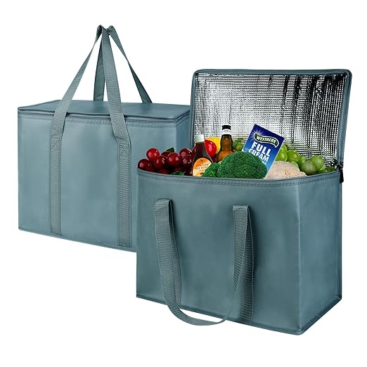 2Pk Insulated Reusable Grocery Bags, Collapsible Cooler Bag - Image 2