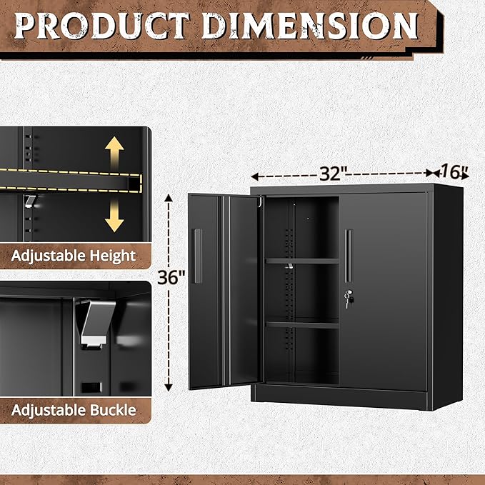 SUNCROWN Metal Storage Cabinets, 36”Locking Cabinet - Image 3