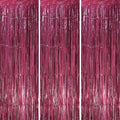 3 Pack 3.3 x 8.2 ft Burgundy Foil Fringe Backdrop Curtains, Tinsel Streamers by Voircoloria